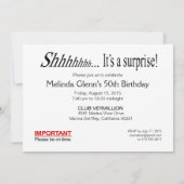 ファッション·パーティー·ガールズ·サプライズ·バースデー·パーティー 招待状 (裏面)