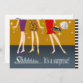 ファッション·パーティー·ガールズ·サプライズ·バースデー·パーティー 招待状 (正面/裏面)