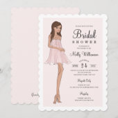 ファッション ブライド ブライダルシャワー 招待状 (正面/裏面)