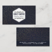 ファッション |ラグジュアリー |深いブルー金ゴールド斑点パターン 名刺 (正面/裏面)