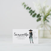 ファッション/個人的なスタイリストの女の子のイラストレーションカード 名刺 (スタンド正面)