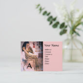 ファッション&美しいのアンティークエジプトモノグラムピンク 名刺 (スタンド正面)