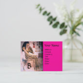 ファッション&美しいのアンティークエジプトモノグラム明るい赤紫色 名刺 (スタンド正面)