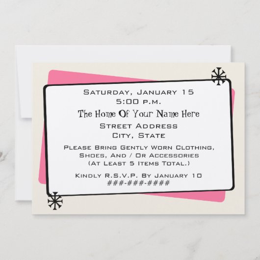 ファッション/衣類の交換のパーティーのヒョウの服の型枠 招待状 (裏面)