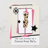 ファッション/衣類の交換のパーティーのヒョウの服の型枠 招待状 (正面/裏面)
