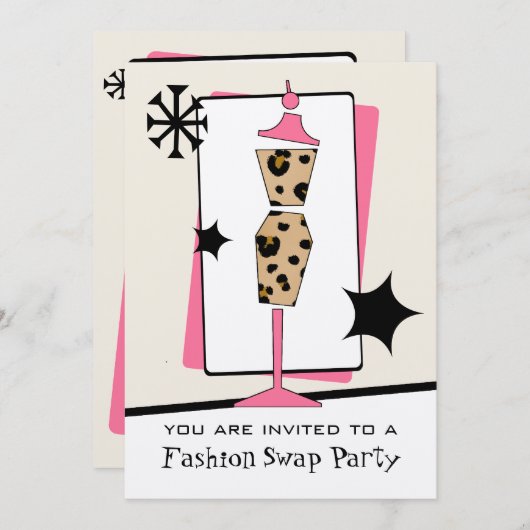 ファッション/衣類の交換のパーティーのヒョウの服の型枠 招待状 (正面/裏面)