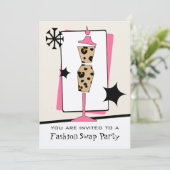 ファッション/衣類交換パーティー レオパードドレスフォーム 招待状 (スタンド正面)