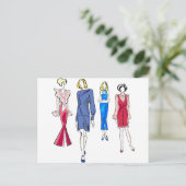 ファッション（赤と青） ポストカード (スタンド正面)