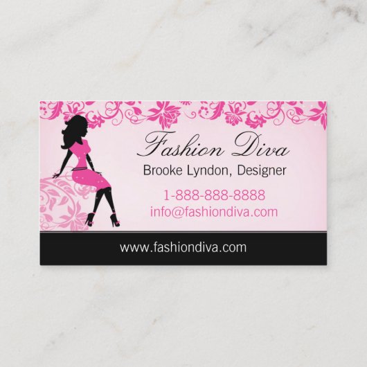 ファッションDiva女性シルエット名刺 名刺 (裏面)