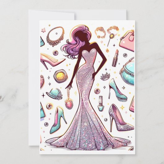 ファッションDiva誕生日パーティーの招待 招待状 (裏面)