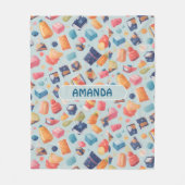 ファッジ水の色パタカラフルーン フリースブランケット (正面)