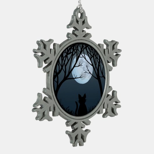 ファットキャットオーナメントカスタムキャットクリスマスデコレーション スノーフレークピューターオーナメント (左)