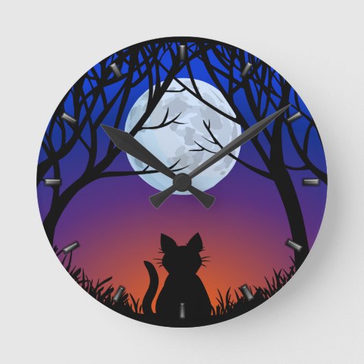 ファットキャットクロックカウト猫好きウォールクロック&デコール ラウンド壁時計 (正面)