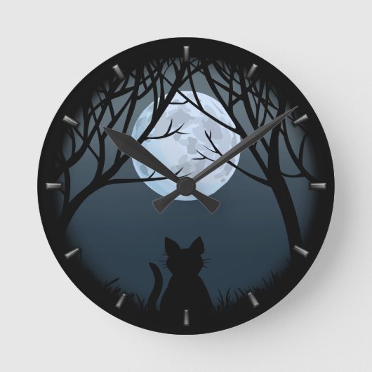 ファットキャットクロックキュート猫好きウォールクロック&デコール ラウンド壁時計 (正面)