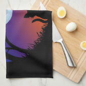 ファットキャットタオル黒猫アート茶タオル猫デコ キッチンタオル (四つ折り)