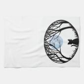 ファットキャットタオル黒猫アート茶タオル猫デコ キッチンタオル (横)