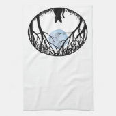 ファットキャットタオル黒猫アート茶タオル猫デコ キッチンタオル (縦)