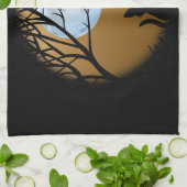 ファットキャットタオル黒猫アート茶タオル猫デコ キッチンタオル (折り畳み)