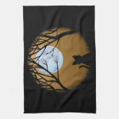 ファットキャットタオル黒猫アート茶タオル猫デコ キッチンタオル (縦)