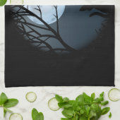 ファットキャットタオル黒猫アート茶タオル猫デコ キッチンタオル (折り畳み)