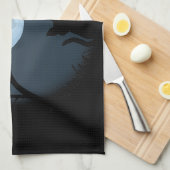 ファットキャットタオル黒猫アート茶タオル猫デコ キッチンタオル (四つ折り)