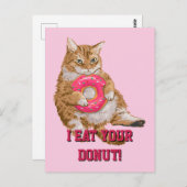 ファットキャッ食べトのフロステッドドーナツ – パーソナライズされた ポストカード (正面/裏面)