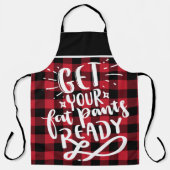 ファットパンツの準備赤黒タータンチェックおもしろい エプロン (正面)