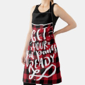 ファットパンツの準備赤黒タータンチェックおもしろい エプロン (インサイチュ)