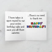 ファットマンクス猫座りおもしろい誕生日カード カード (内部)