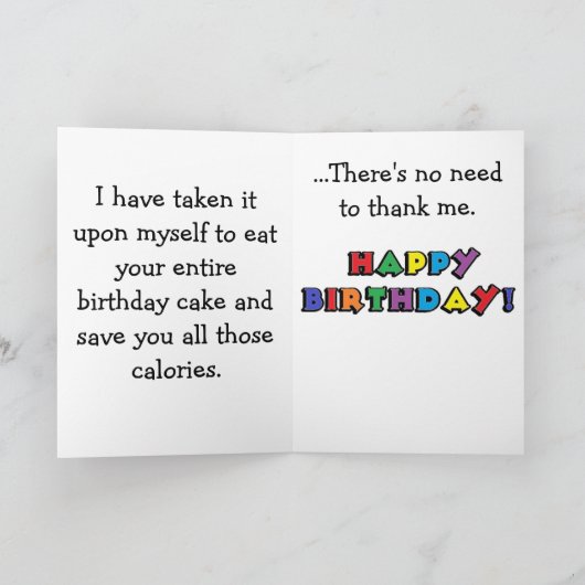 ファットマンクス猫座りおもしろい誕生日カード カード (内部)