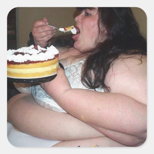 ファット愚かなスロブグロスアウトおもしろいステッカー スクエアシール (正面)