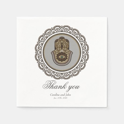 ファティエレガントーの手の象徴であるハンサの手 スタンダードカクテルナプキン (正面)