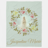 ファティマのばら色の花のリースの名前の私達の女性 フリースブランケット (正面)