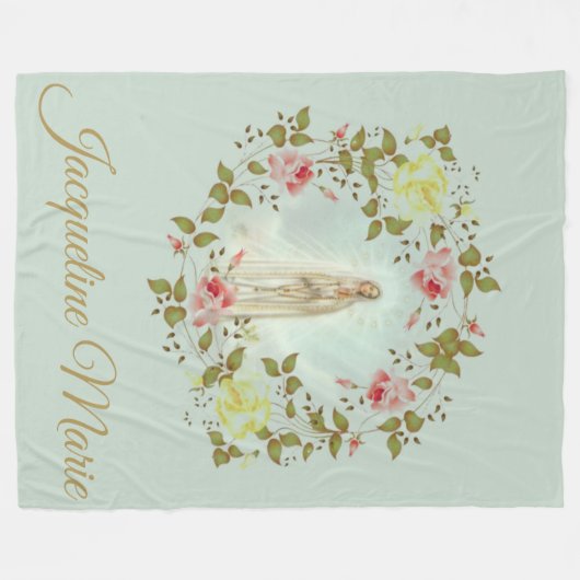 ファティマのばら色の花のリースの名前の私達の女性 フリースブランケット (正面(横))