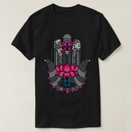 ファティマのハムサ手 開運の目 Tシャツ (デザイン正面)