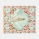 ファティマのピンクのバラの私達の女性 フリースブランケット (正面(横))