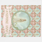 ファティマの一流の旗のピンクのバラの私達の女性 フリースブランケット (正面(横))