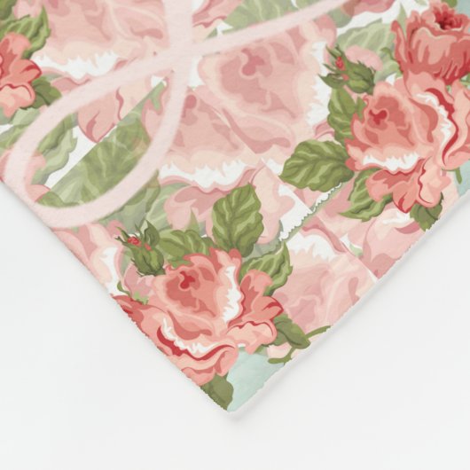 ファティマの一流の旗のピンクのバラの私達の女性 フリースブランケット (角)