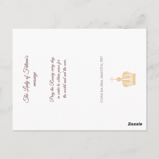 ファティマの女神と羊飼いの祈りの言葉カード ポストカード (裏面)