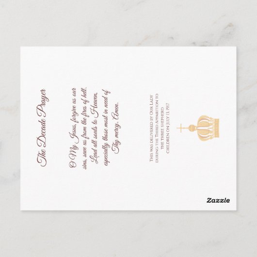 ファティマの女神と羊飼いの祈りの言葉 ポストカード (裏面)