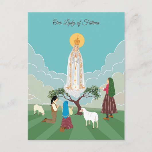 ファティマの女神と羊飼いの祈りの言葉 ポストカード (正面)