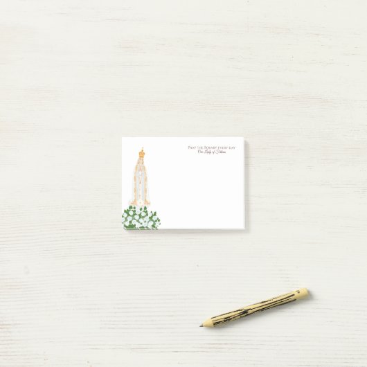 ファティマの我々の女性と白いバラ ポストイット (デスク上)