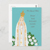ファティマの我々の女性と白いバラ ポストカード (正面/裏面)