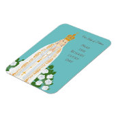 ファティマの我々の女性と白いバラ マグネット (左側)