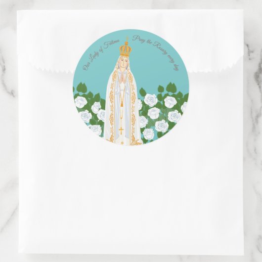 ファティマの我々の女性と白いバラ ラウンドシール (バッグ)
