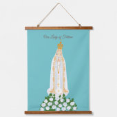 ファティマの我々の女性と白いバラ 吊り下げ型タペストリー (正面)