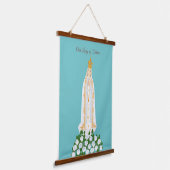 ファティマの我々の女性と白いバラ 吊り下げ型タペストリー (傾斜あり)