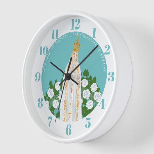 ファティマの我々の女性と白いバラ 壁時計 (傾斜)