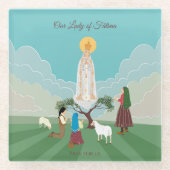 ファティマの我々の婦人と三人の羊飼い ガラスコースター (正面)