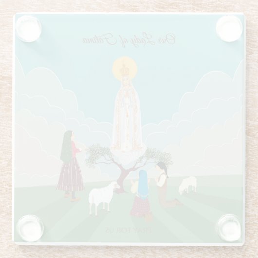 ファティマの我々の婦人と三人の羊飼い ガラスコースター (裏面)